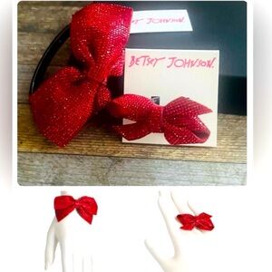 PRICE FIRM Betsey Johnson Celebration Red Bow Bracelet & Ring Set
